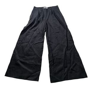 NWT Anthropologie Black 100% Linen High Rise Wide Leg Trouser Pant Wmns XL